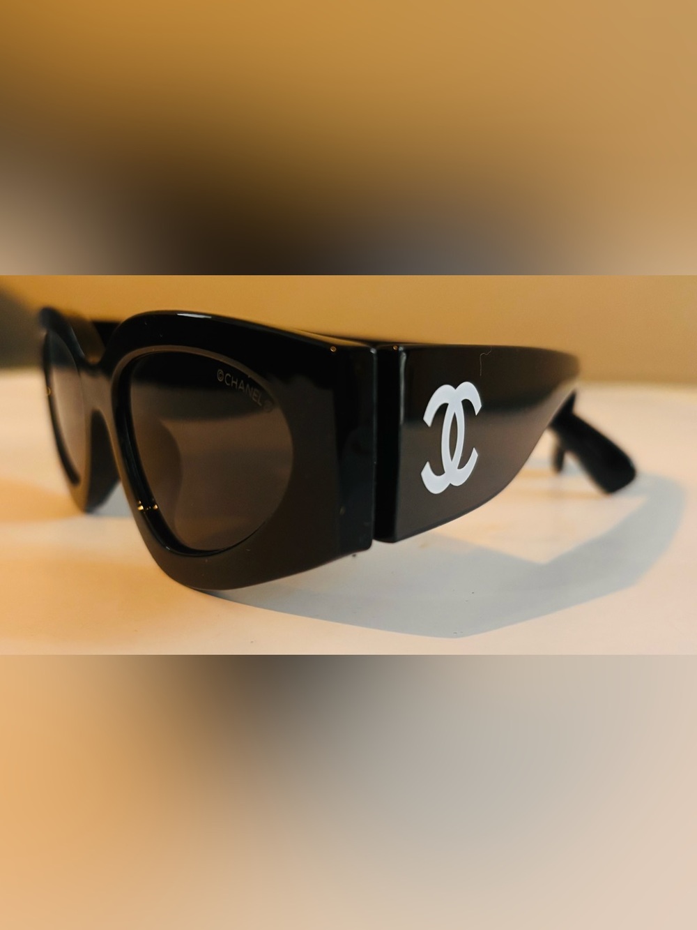Chanel Cat-Eye Sunglasses 6056 Black Logo